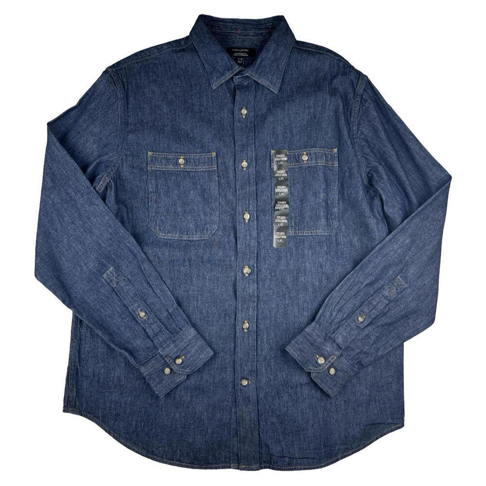 Banana Republic Standard Fit Denim Button-Up Shirt Blue Size L
